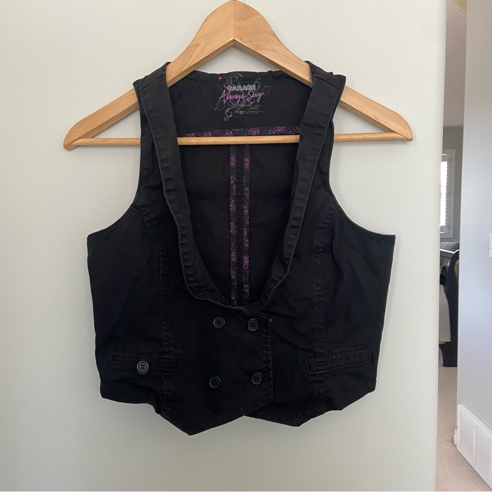 Vintage Y2K Garage Cropped Fitted Button Up Vest